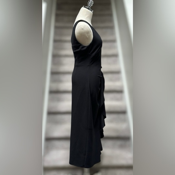 Elliatt Elizabethan Ruffled V-Neck Black Sleeveless Midi Cocktail Dress Women S - Picture 8 of 16